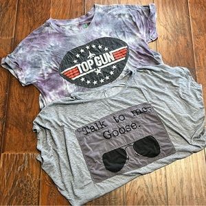 Bundle of 2 Upcycled Redesigned Top Gun T-Shirts size L XL